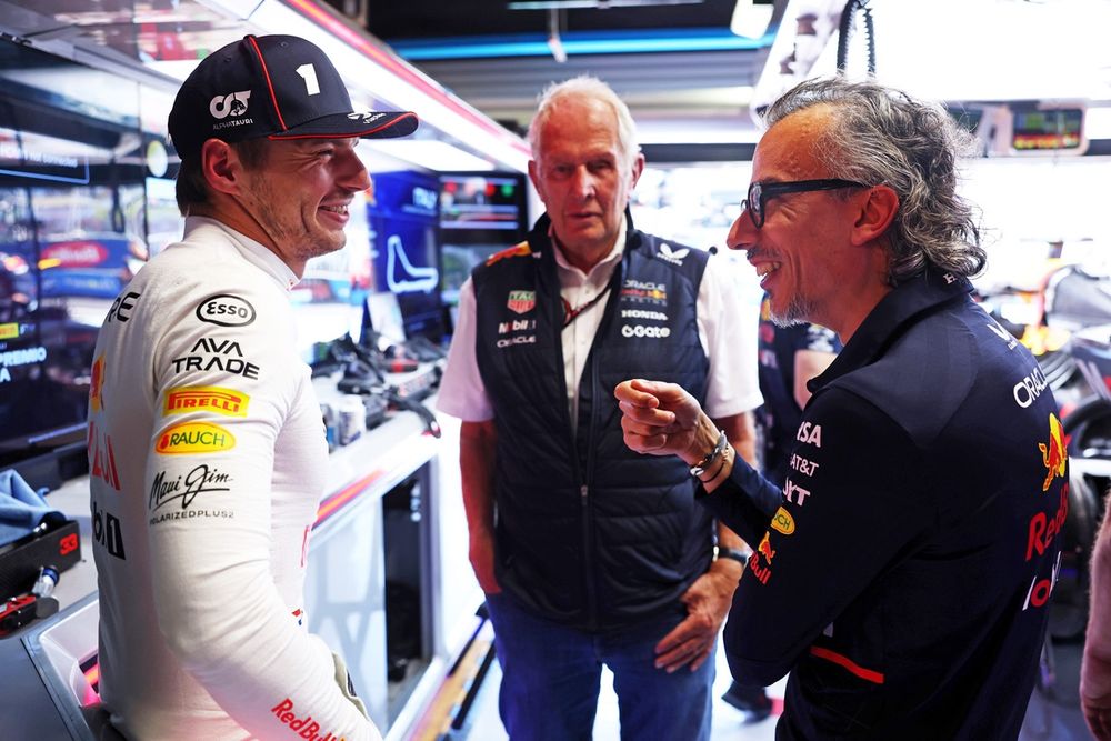 Max Verstappen ، Red Bull Racing ، Helmut Marko ، Red Bull Racing ، Laurent Mekies ، مدیر تیم Red Bull Racing